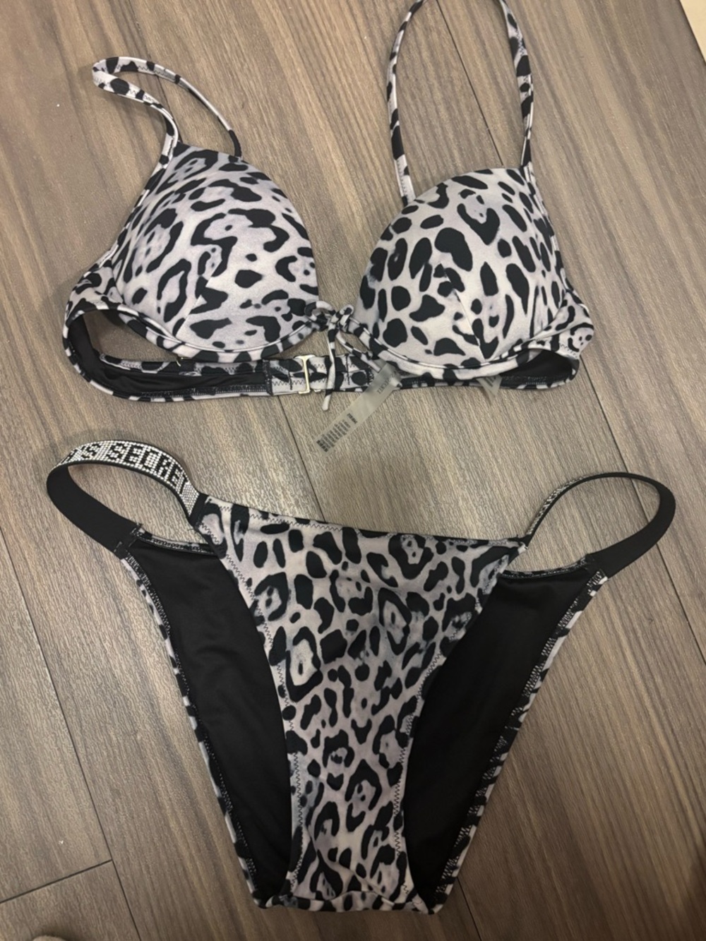 Victoria's Secret Black & grey Leopard Bikini